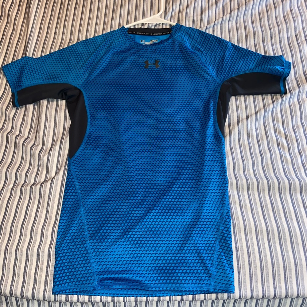 Blue and Gray Under Armour Short Sleeve Compress